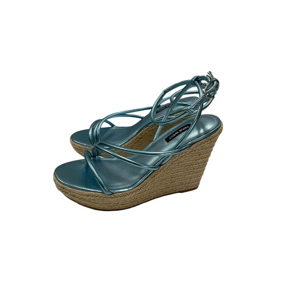 NINE WEST Womens Blue 1-1/2" Platform Hipsta Open Wedge Espadrille Shoes 9 M - Picture 5 of 9